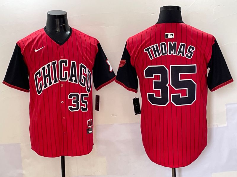 Men 2025 Chicago White Sox #35 Thomas Red Stripe Joint Name Nike MLB Jersey style 35->chicago white sox->MLB Jersey